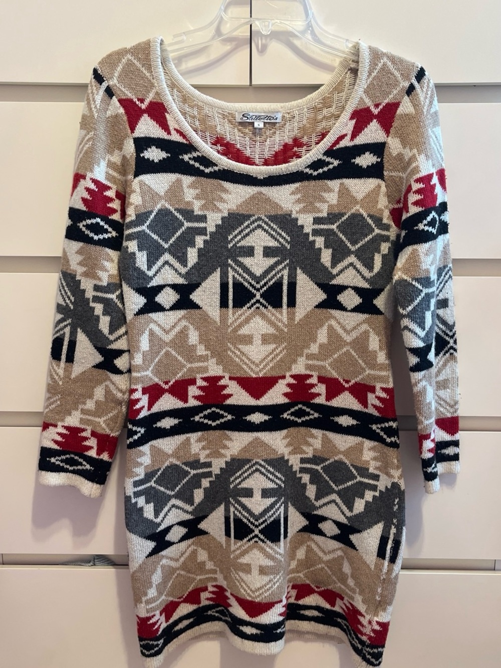 Beige Aztec-Pattern Women's Sweater
